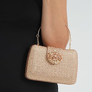  Champagne Gorgeous Crystal Clutch Bag with Shoulder Chain Strap