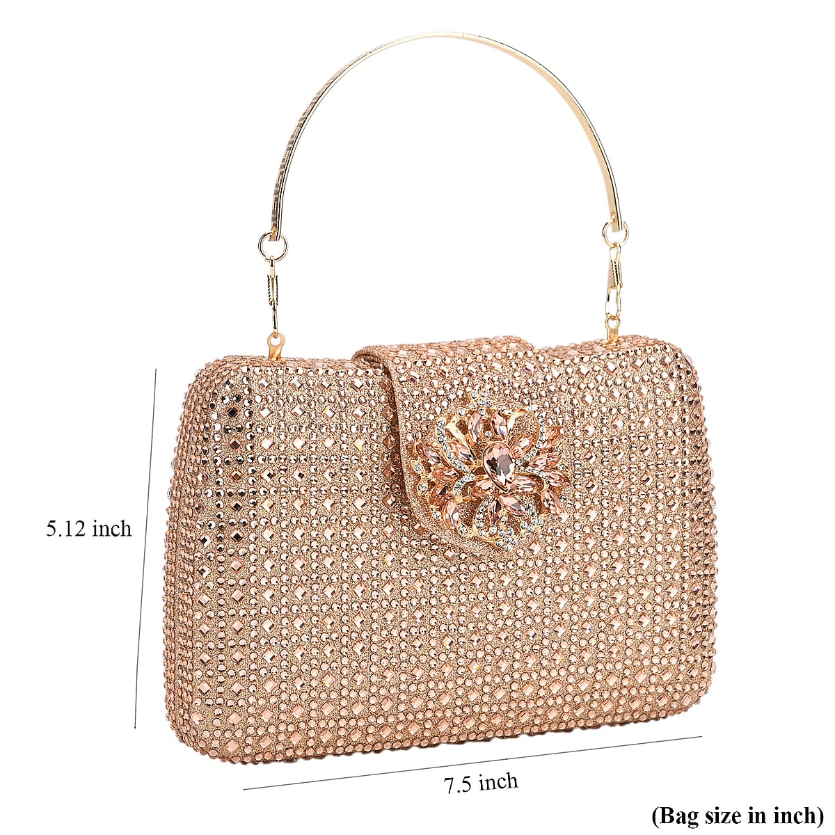  Champagne Gorgeous Crystal Clutch Bag with Shoulder Chain Strap image number 6