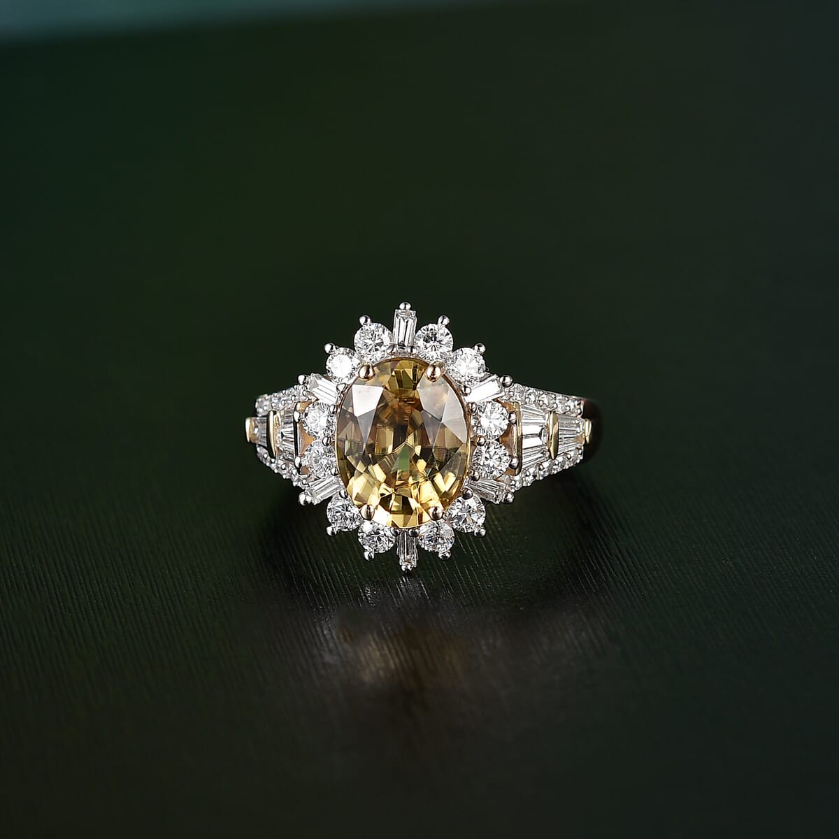 AAA Tanzania Yellow Zircon and Luxuriant Lab Grown Diamond 5.25 ctw Golden Radiance Ring in 10K Yellow Gold (Size 10.0) image number 1