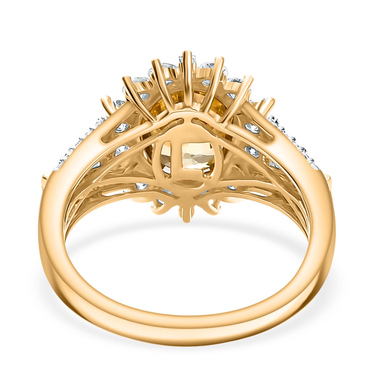 AAA Tanzania Yellow Zircon and Luxuriant Lab Grown Diamond 5.25 ctw Golden Radiance Ring in 10K Yellow Gold (Size 10.0) image number 4