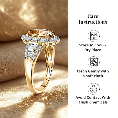 AAA Tanzania Yellow Zircon and Luxuriant Lab Grown Diamond 5.25 ctw Golden Radiance Ring in 10K Yellow Gold (Size 10.0)
