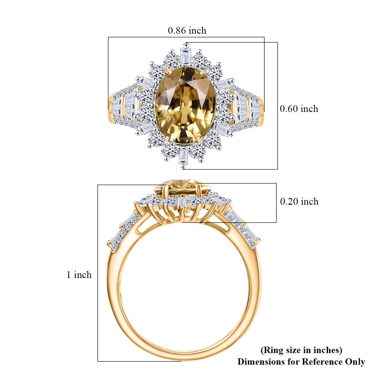AAA Tanzania Yellow Zircon and Luxuriant Lab Grown Diamond 5.25 ctw Golden Radiance Ring in 10K Yellow Gold (Size 10.0) image number 5