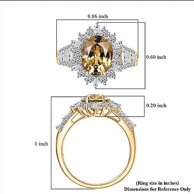 AAA Tanzania Yellow Zircon and Luxuriant Lab Grown Diamond 5.25 ctw Golden Radiance Ring in 10K Yellow Gold (Size 10.0)