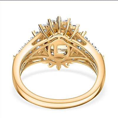 AAA Tanzania Yellow Zircon and Luxuriant Lab Grown Diamond 5.25 ctw Golden Radiance Ring in 10K Yellow Gold (Size 10.0)