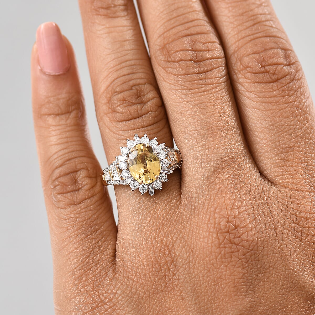 AAA Tanzania Yellow Zircon and Luxuriant Lab Grown Diamond 5.25 ctw Golden Radiance Ring in 10K Yellow Gold (Size 9.0) image number 2