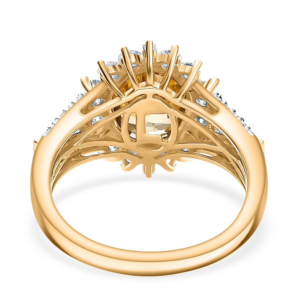 AAA Tanzania Yellow Zircon and Luxuriant Lab Grown Diamond 5.25 ctw Golden Radiance Ring in 10K Yellow Gold (Size 9.0) image number 4