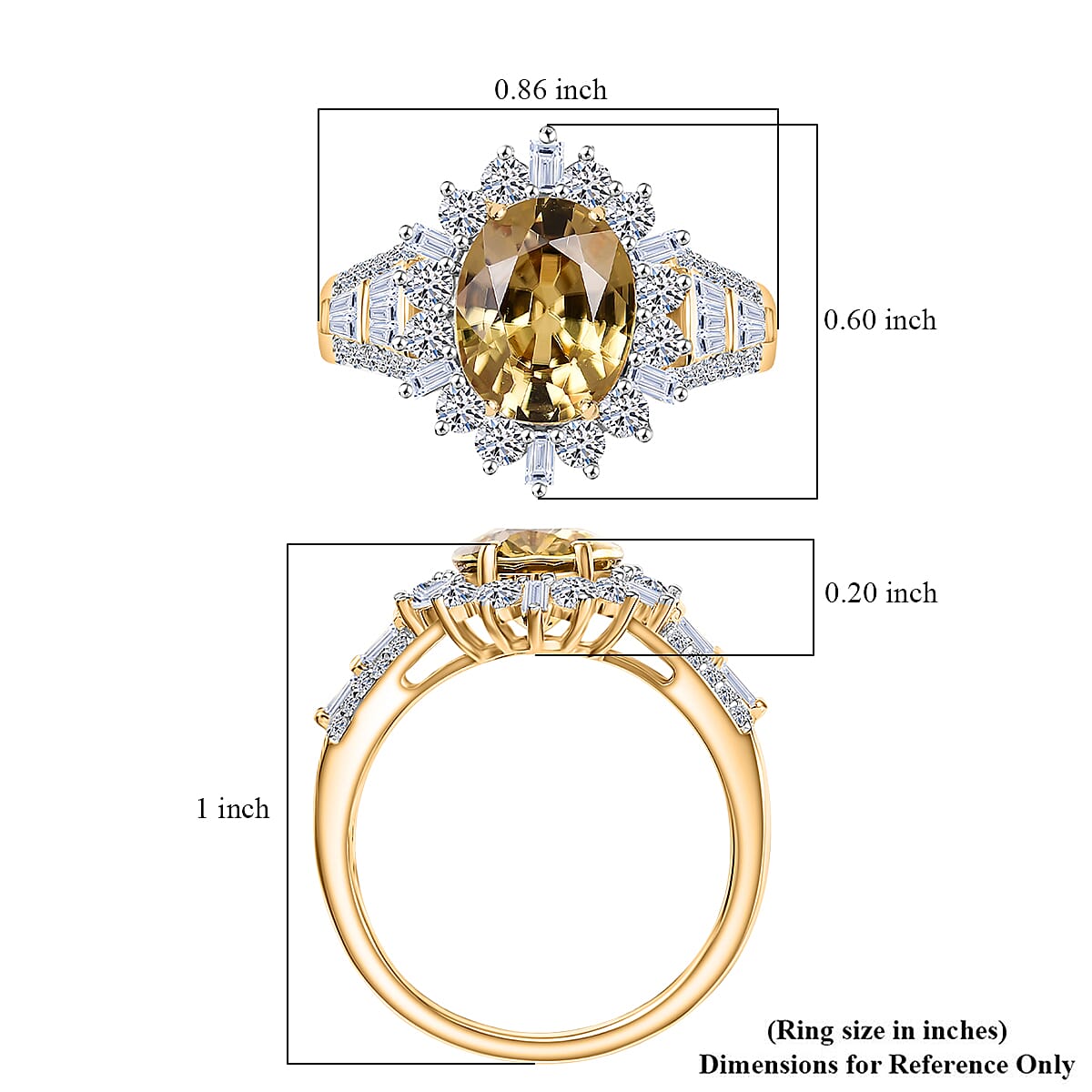 AAA Tanzania Yellow Zircon and Luxuriant Lab Grown Diamond 5.25 ctw Golden Radiance Ring in 10K Yellow Gold (Size 9.0) image number 5