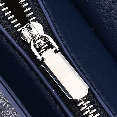 Navy Faux Leather Flap Crossbody Bag with Shoulder Strap