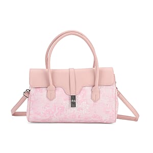 Pink Faux Leather and Sequin Timeless Fringe Crossbody Bag with Shoulder Bag