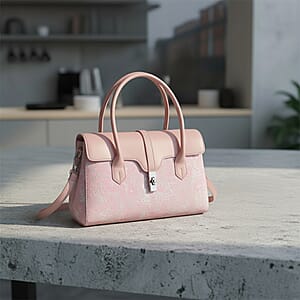 Pink Faux Leather Flap Crossbody Bag with Shoulder Strap