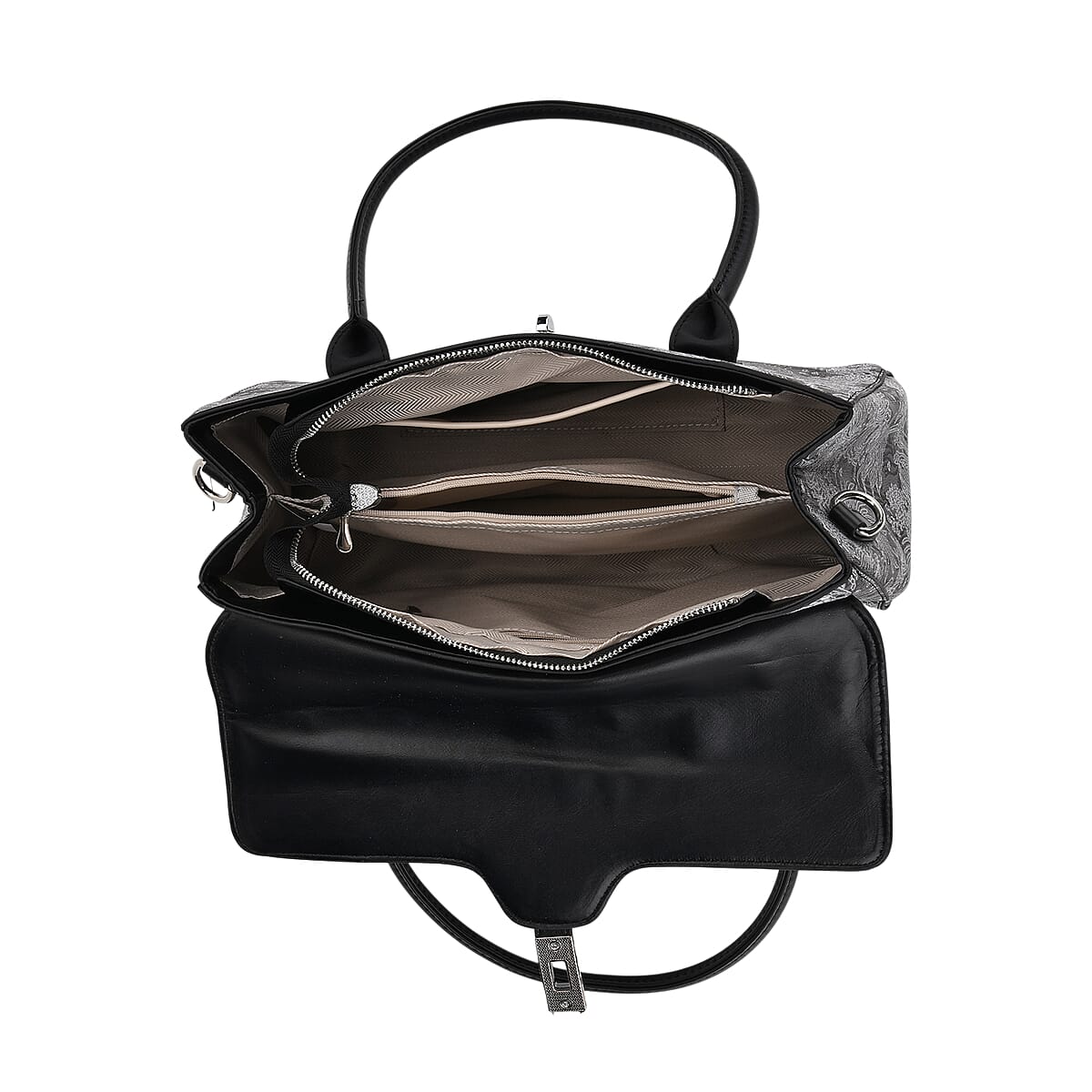 Black Faux Leather Flap Crossbody Bag with Shoulder Strap image number 5