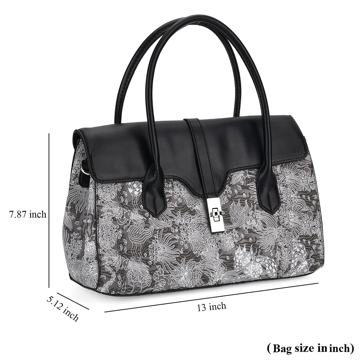 Black Faux Leather Flap Crossbody Bag with Shoulder Strap image number 7