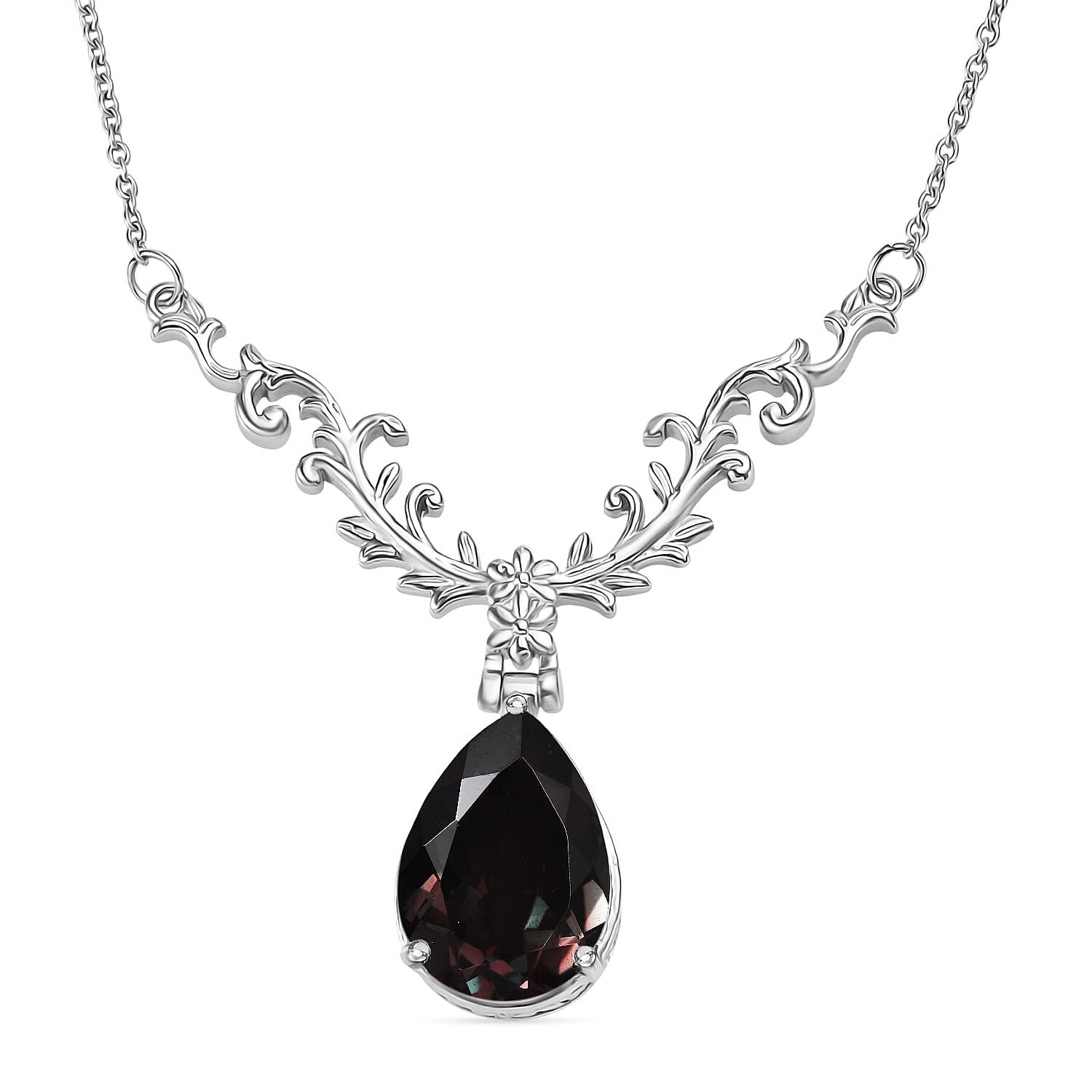 Alexandrite Quartz (Triplet) 13.15 ctw Necklace in Stainless Steel (18 Inches)