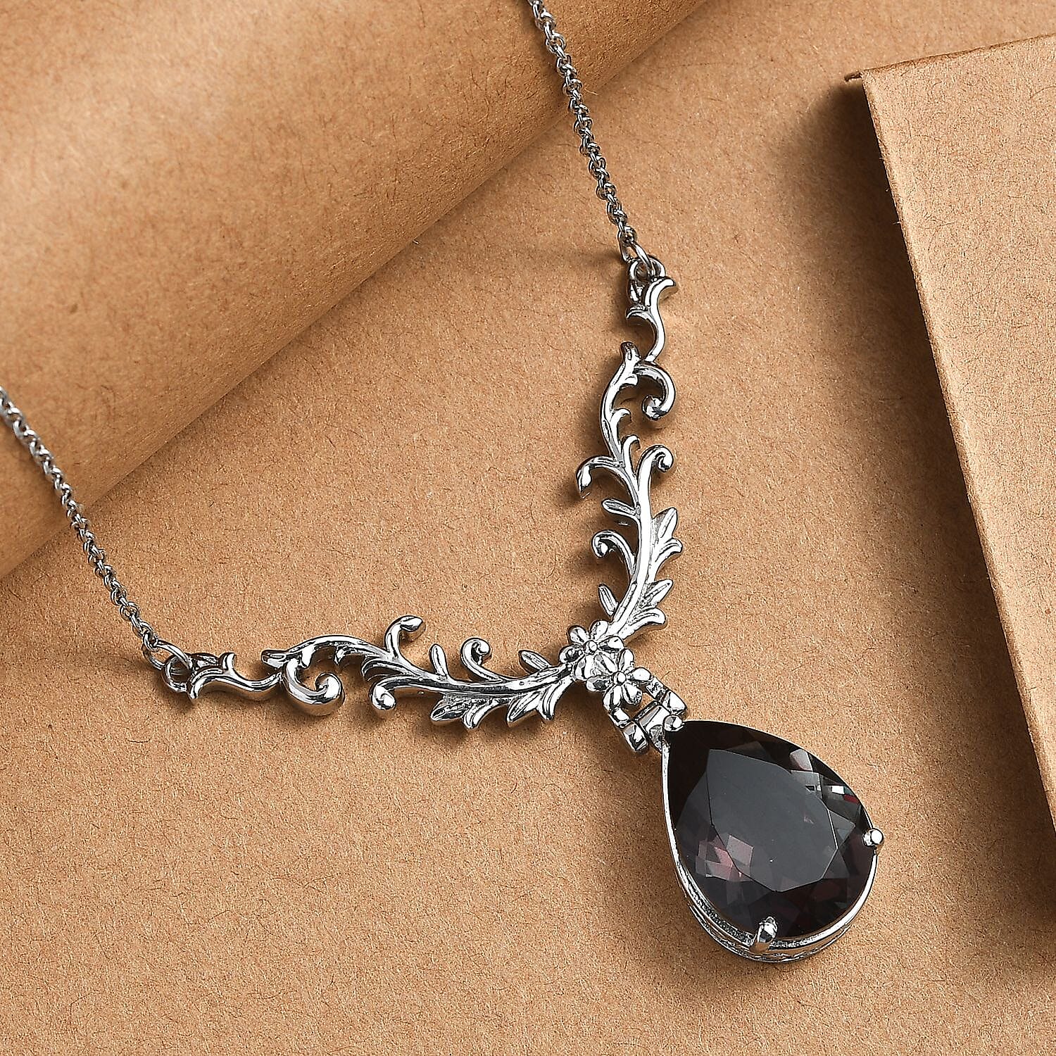 Alexandrite Quartz (Triplet) 13.15 ctw Necklace in Stainless Steel (18 Inches)