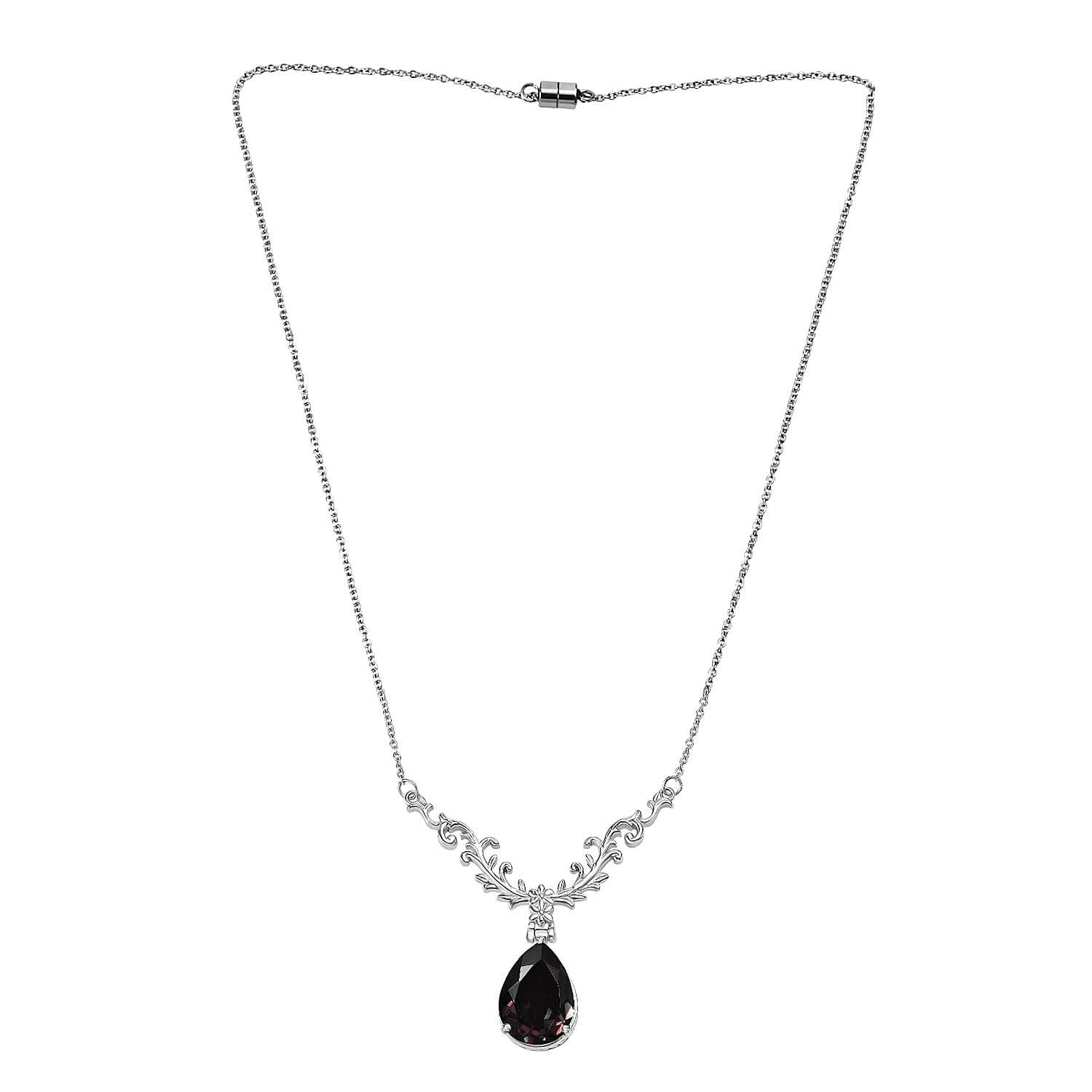 Alexandrite Quartz (Triplet) 13.15 ctw Necklace in Stainless Steel (18 Inches)