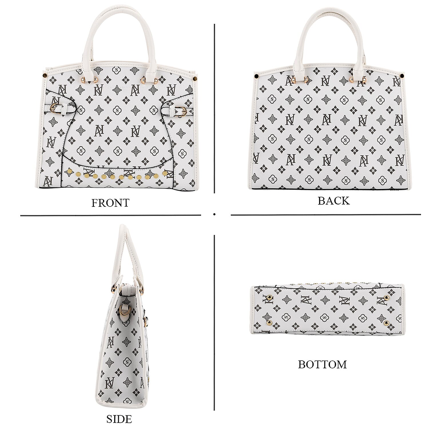 Warehouse Blowout Deal La Marey White with S Pattern Faux Leather Crossbody Bag with Shoulder Strap