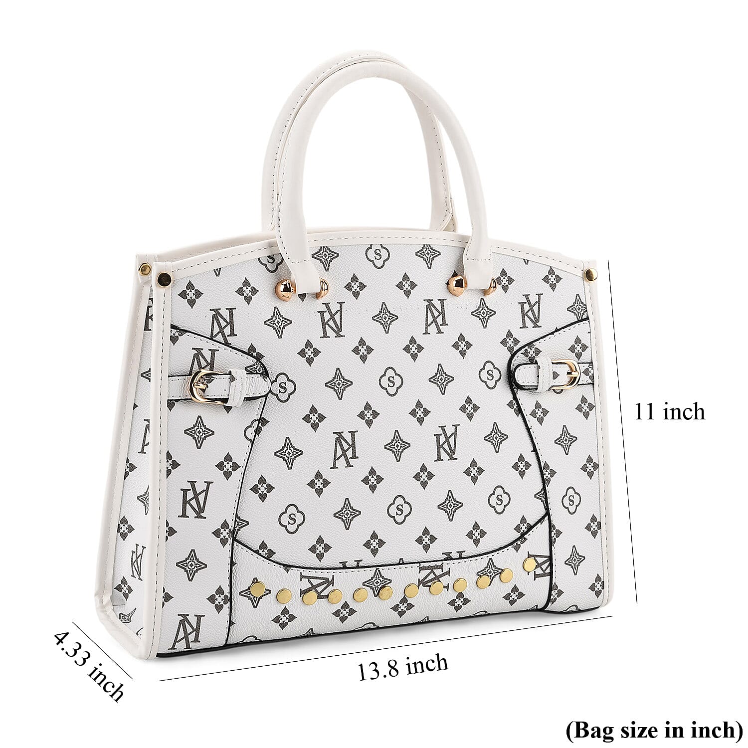 Warehouse Blowout Deal La Marey White with S Pattern Faux Leather Crossbody Bag with Shoulder Strap