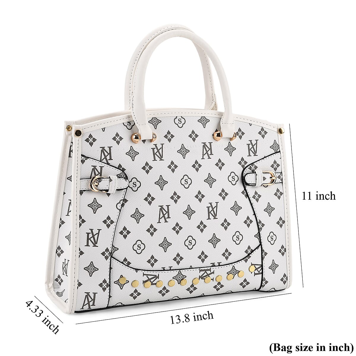 Warehouse Blowout Deal La Marey White with S Pattern Faux Leather Crossbody Bag with Shoulder Strap image number 7
