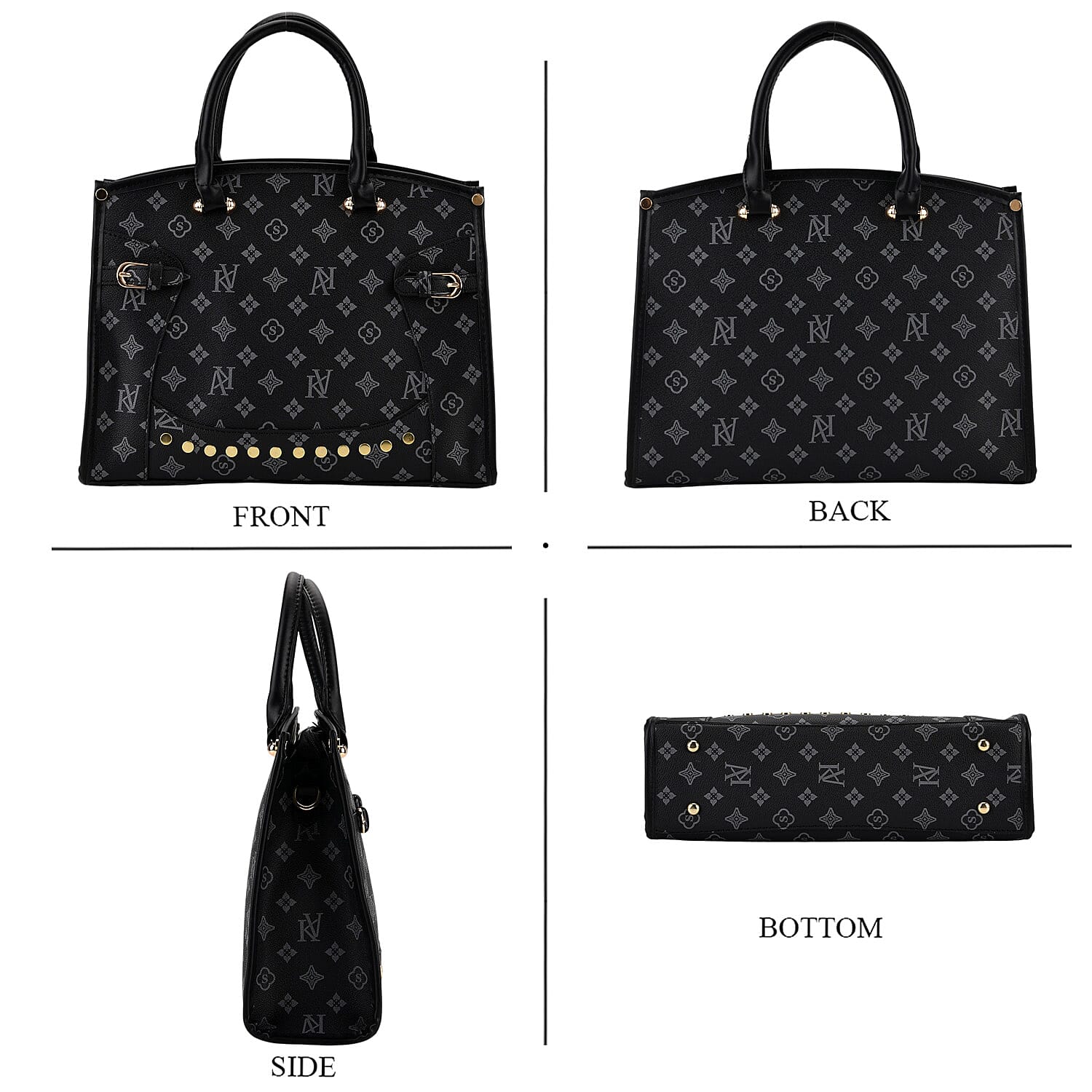 Warehouse Blowout Deal La Marey Navy with KV Pattern Faux Leather Crossbody Bag with Shoulder Strap