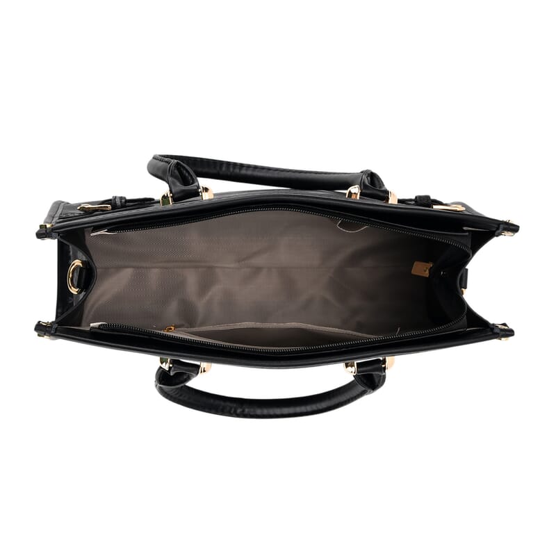 La Marey Navy with KV Pattern Faux Leather Crossbody Bag with Shoulder Strap