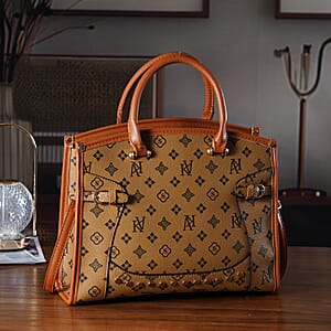 Warehouse Blowout Deal La Marey Brown with S Pattern Faux Leather Crossbody Bag with Shoulder Strap