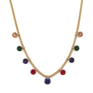 Multi Color Austrian Crystal Charm Necklace in Goldtone 20-22 Inches