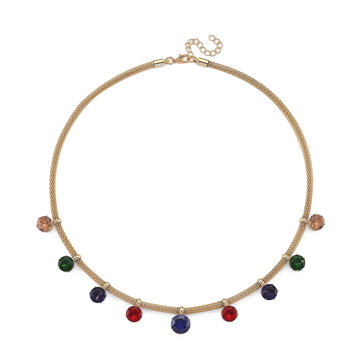 Multi Color Austrian Crystal Charm Necklace in Goldtone (20-22 Inches) image number 2