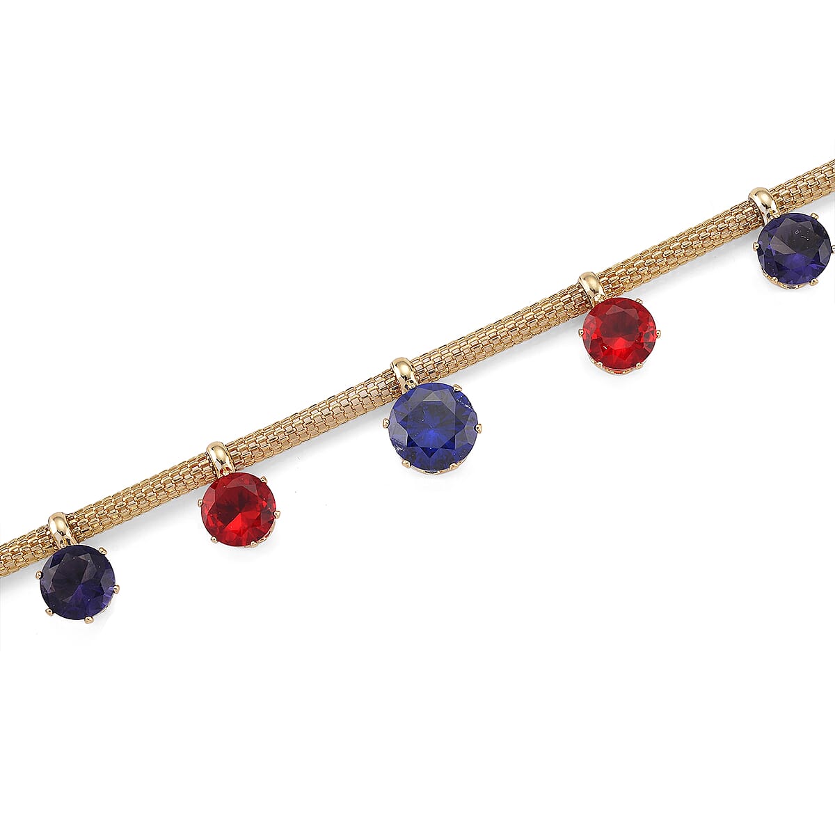 Multi Color Austrian Crystal Charm Necklace in Goldtone (20-22 Inches) image number 3