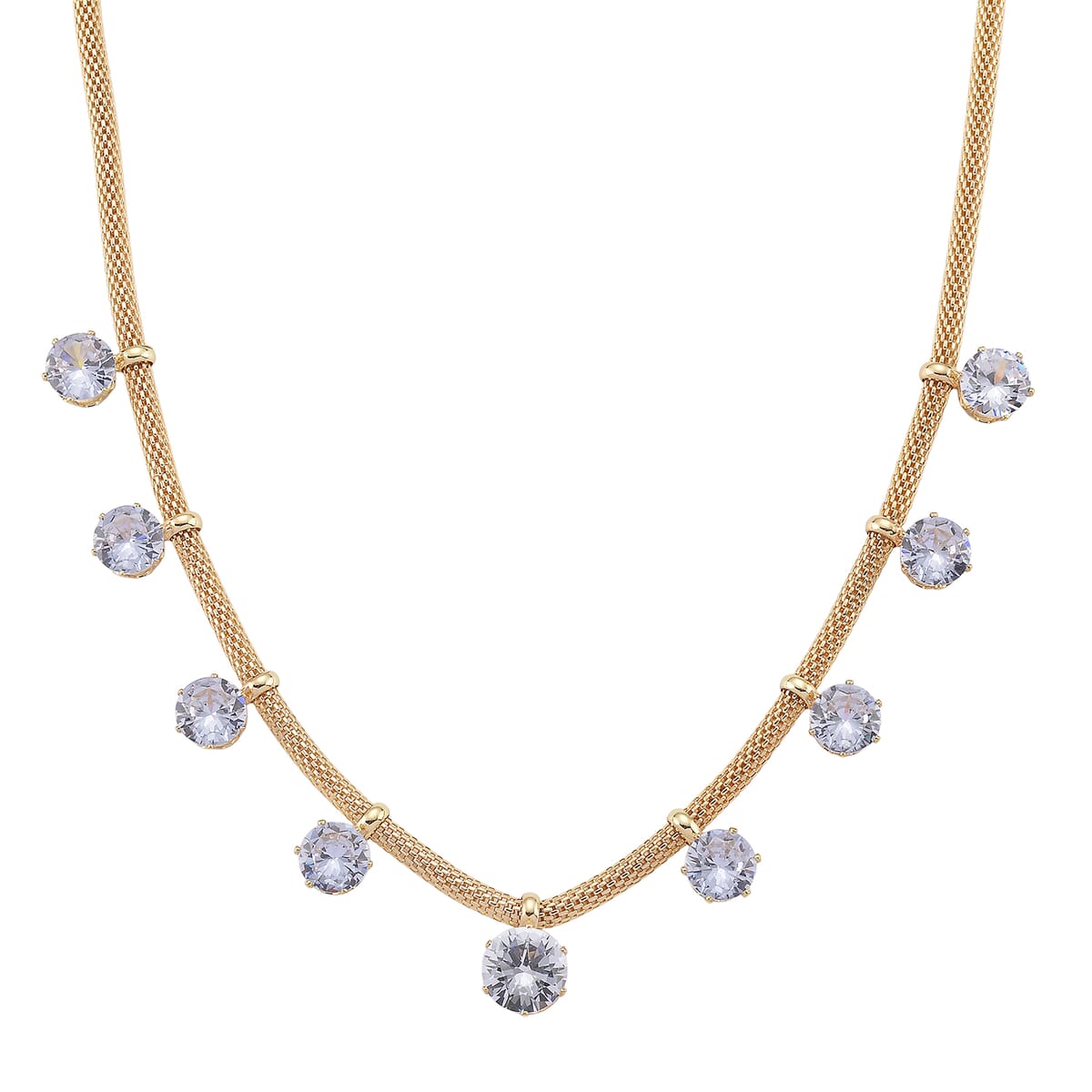 White Austrian Crystal Charm Necklace in Goldtone 20-22 Inches image number 0