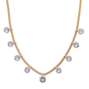 White Austrian Crystal Charm Necklace in Goldtone 20-22 Inches