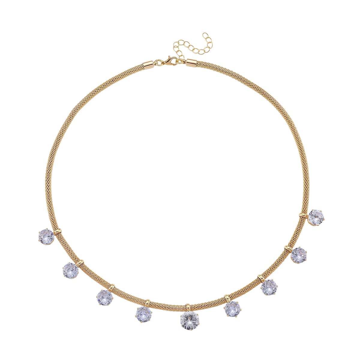 White Austrian Crystal Charm Necklace in Goldtone 20-22 Inches image number 2