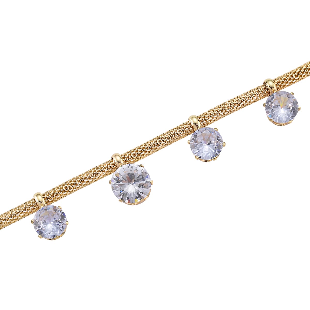 White Austrian Crystal Charm Necklace in Goldtone 20-22 Inches image number 3