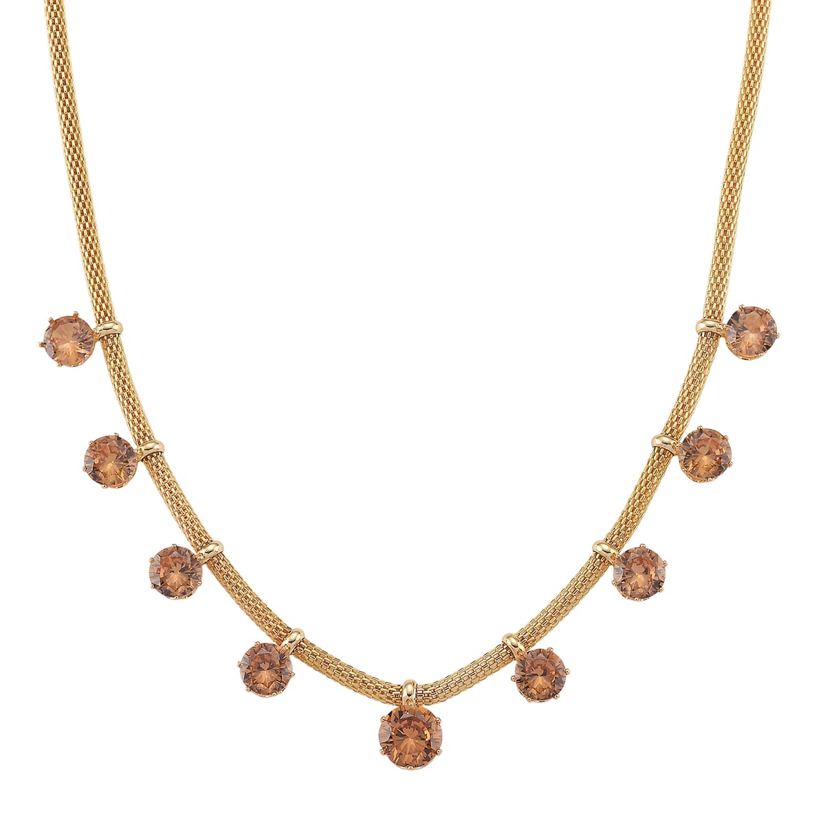 Champagne Austrian Crystal Charm Necklace in Goldtone 20-22 Inches image number 0