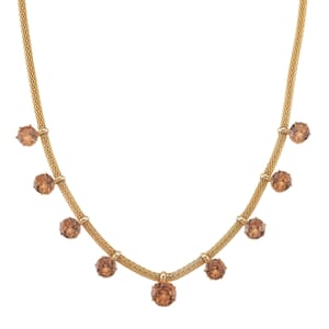Champagne Austrian Crystal Charm Necklace in Goldtone 20-22 Inches