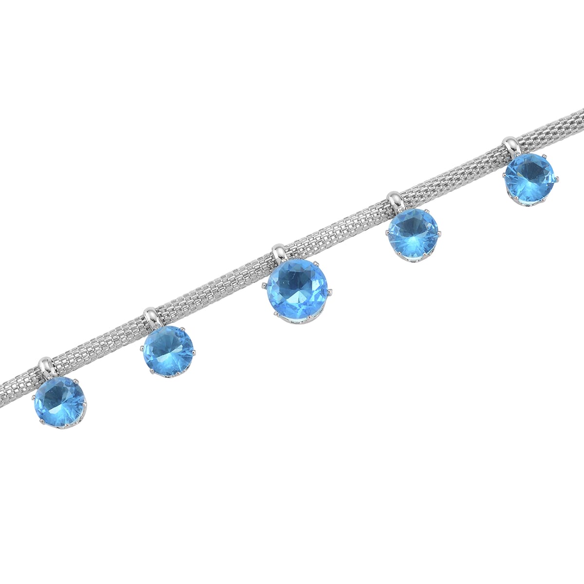 Blue Austrian Crystal Charm Necklace in Silvertone 20-22 Inches image number 2