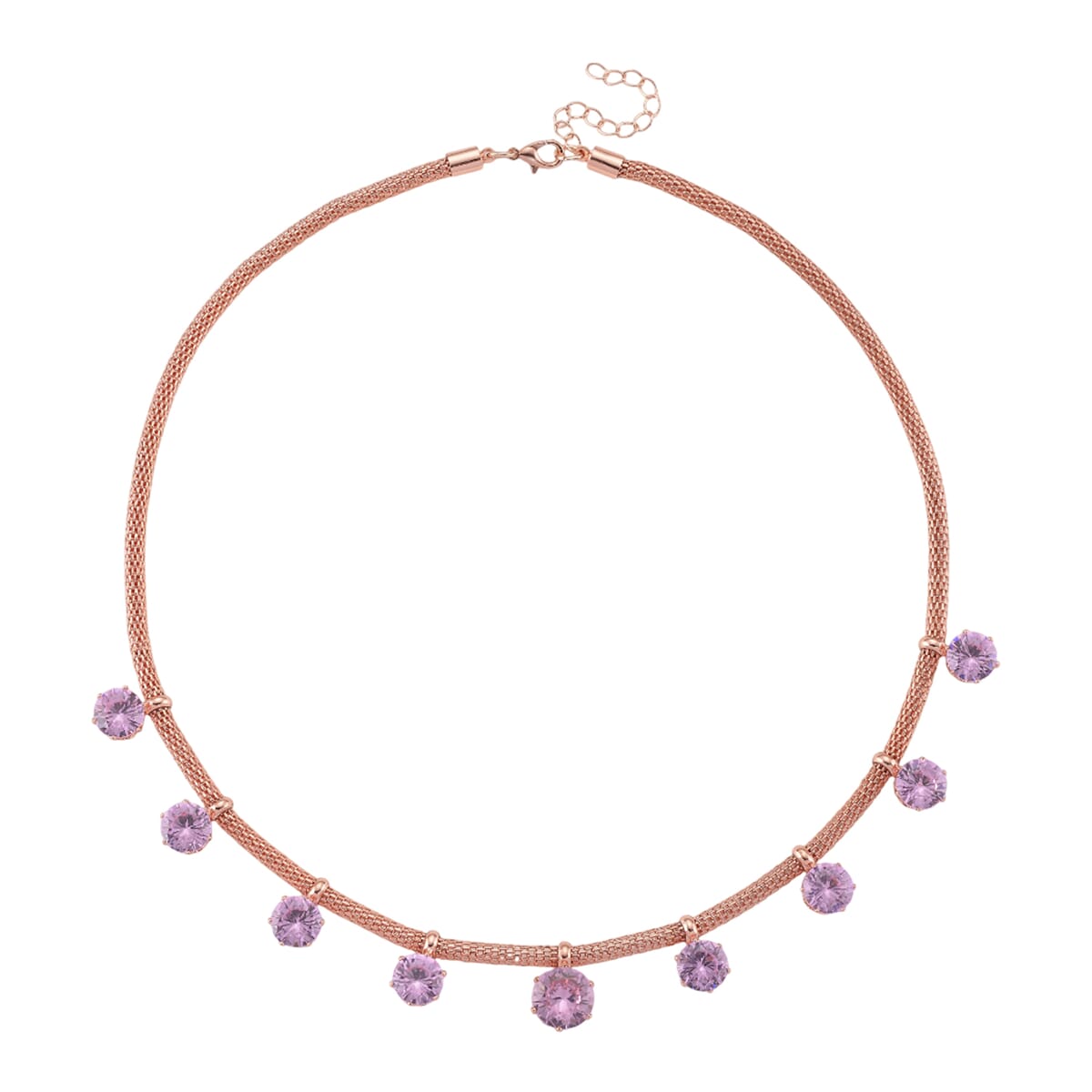 Pink Austrian Crystal Charm Necklace in Rosetone 20-22 Inches image number 2