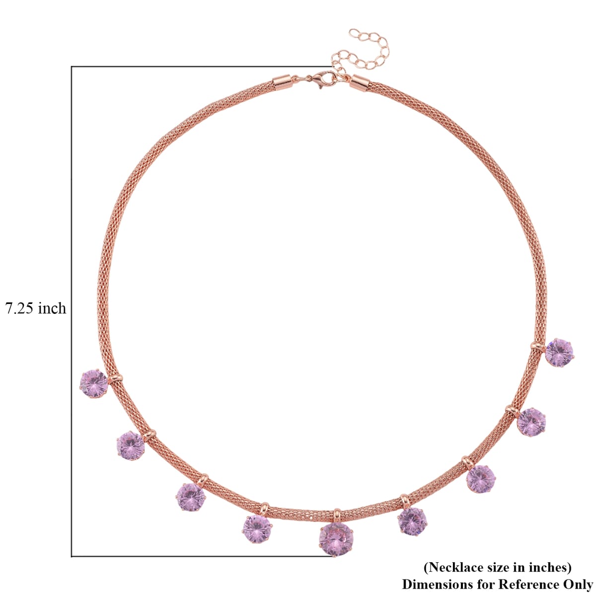 Pink Austrian Crystal Charm Necklace in Rosetone 20-22 Inches image number 5