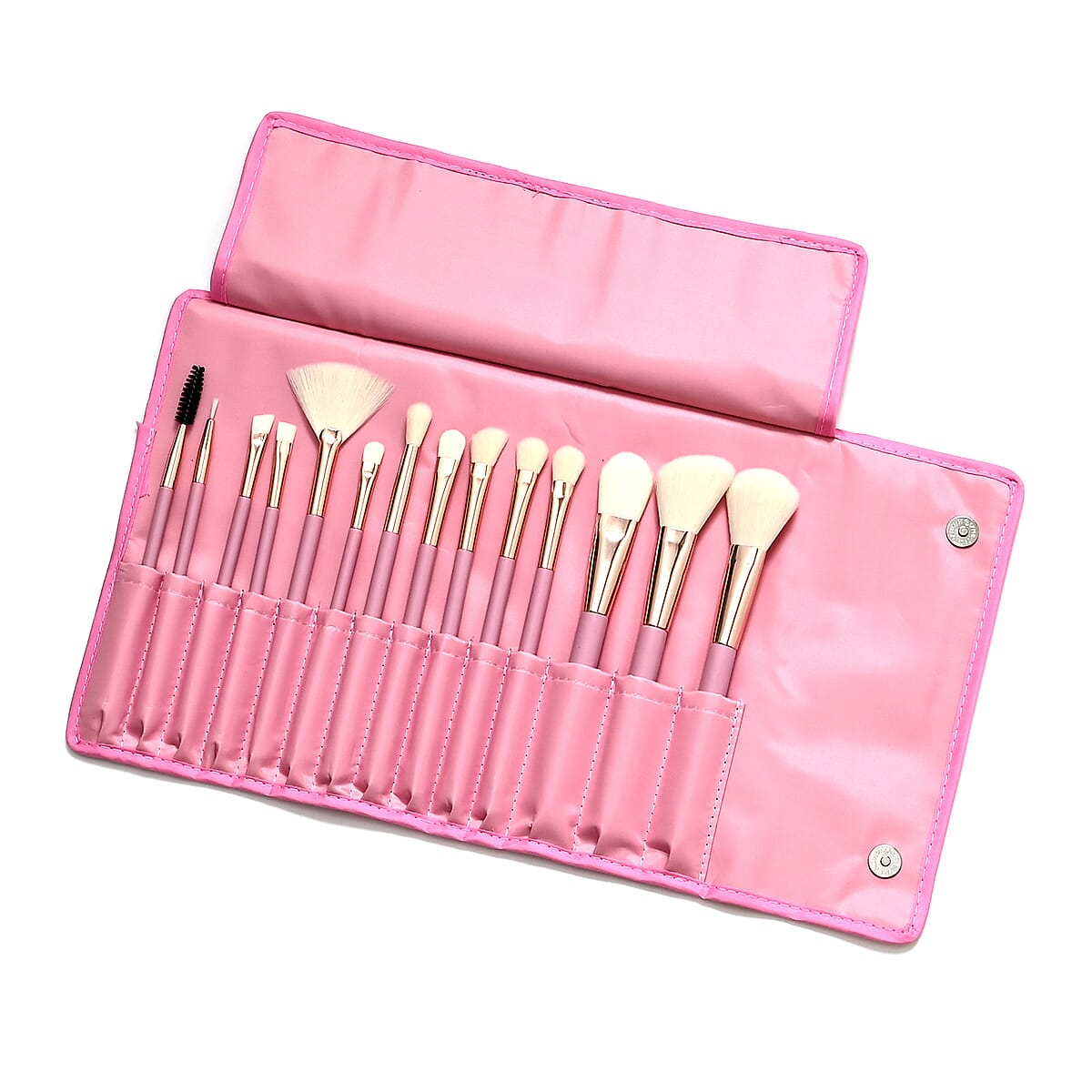 14pc Makeup Brush Set with Storage Bag - Pink image number 0
