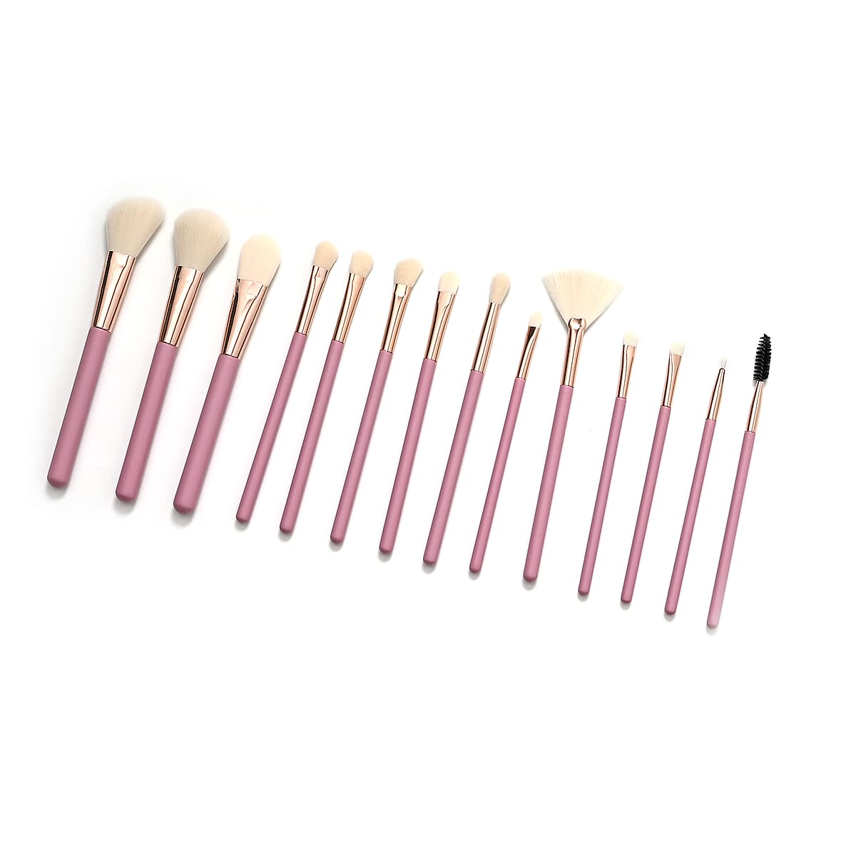 14pc Makeup Brush Set with Storage Bag - Pink image number 3