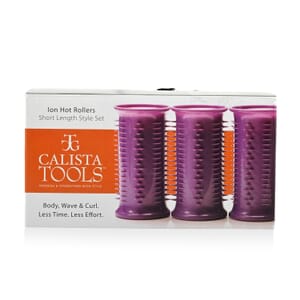 Calista Short Hair Set of Ion Hot Rollers - 6 Small Rollers, 6 Medium Rollers, 12 Clips, 6 Roller Base and Case - Repack Grade B
