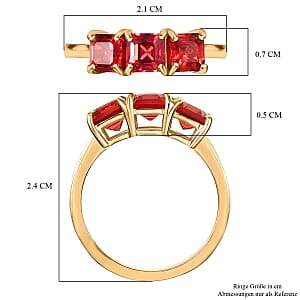 Lab Created Padparadscha Sapphire Ring in 18K YG Plated Sterling Silver (Size 10.0) 2.85 ctw