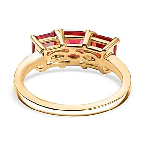Lab Created Padparadscha Sapphire Ring in 18K YG Plated Sterling Silver (Size 11.5) 2.85 ctw