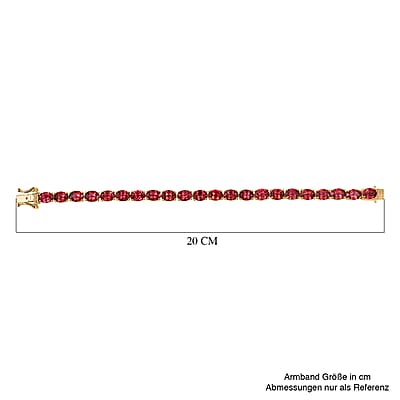 Lab Created Padparadscha Sapphire 39.00 ctw Bracelet in 18K Vermeil Yellow Gold Overr Sterling Silver (7.50 In)