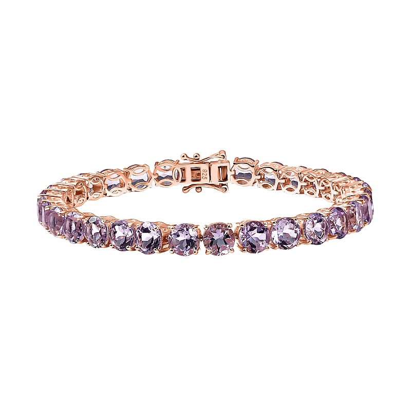 D'Joy Rose De France Amethyst 23.80 ctw Bracelet in 18K Vermeil Rose Gold Over Sterling Silver (7.50 In)