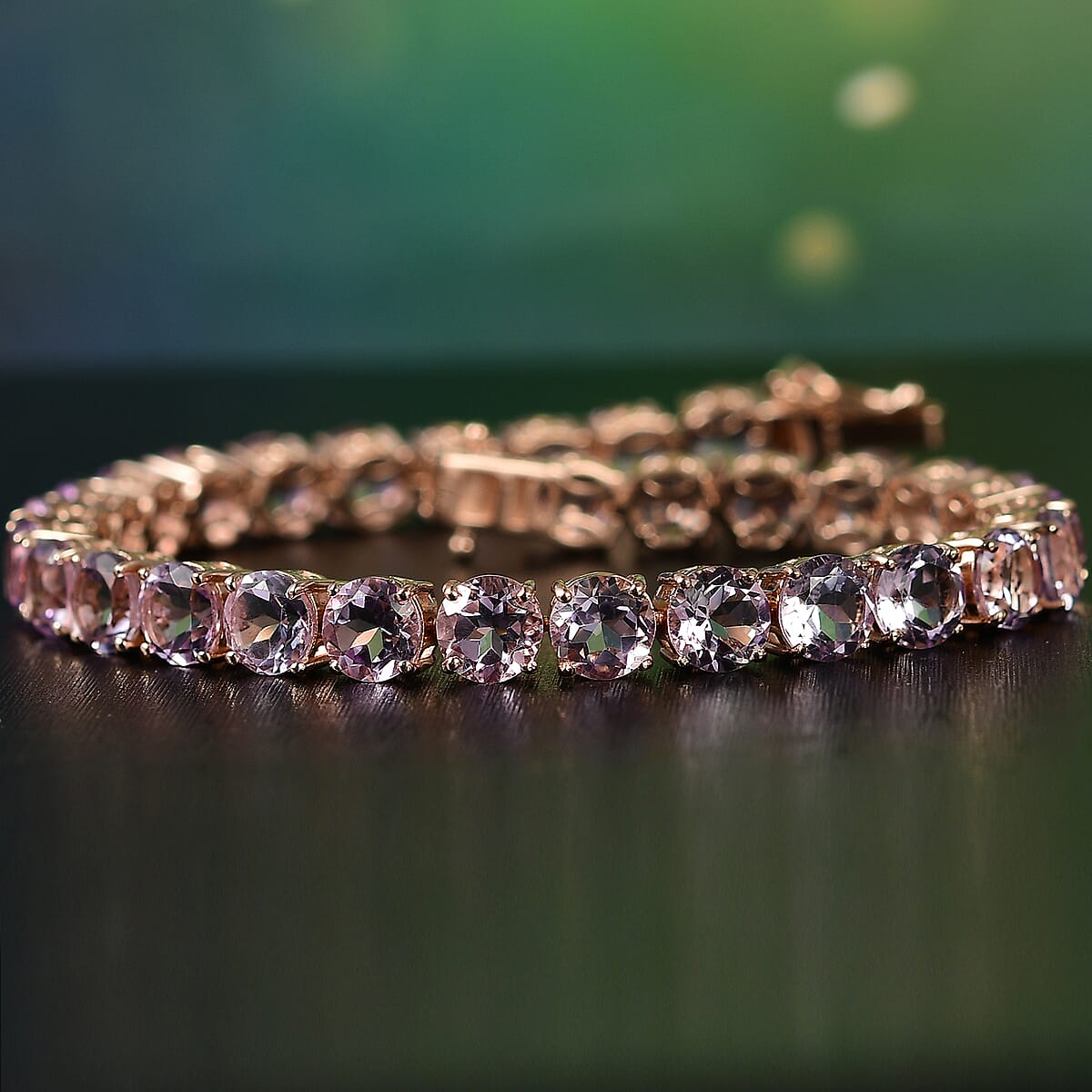 D'Joy Rose De France Amethyst 23.80 ctw Bracelet in 18K Vermeil Rose Gold Over Sterling Silver (7.50 In) image number 1