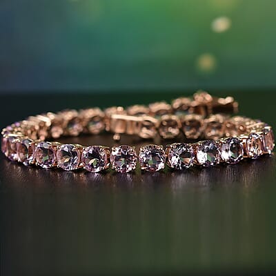 D'Joy Rose De France Amethyst 23.80 ctw Bracelet in 18K Vermeil Rose Gold Over Sterling Silver (7.50 In)