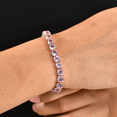 D'Joy Rose De France Amethyst 23.80 ctw Bracelet in 18K Vermeil Rose Gold Over Sterling Silver (7.50 In)