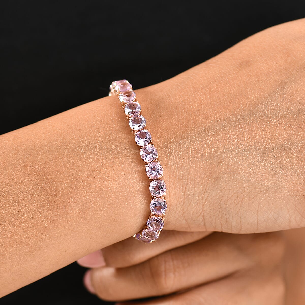 D'Joy Rose De France Amethyst 25.40 ctw Bracelet in 18K Vermeil Rose Gold Over Sterling Silver (8.00 In) image number 2