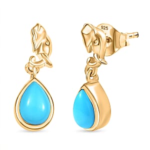 Premium Sleeping Beauty Turquoise 1.25 ctw Earrings in 18K Vermeil Yellow Gold Over Sterling Silver