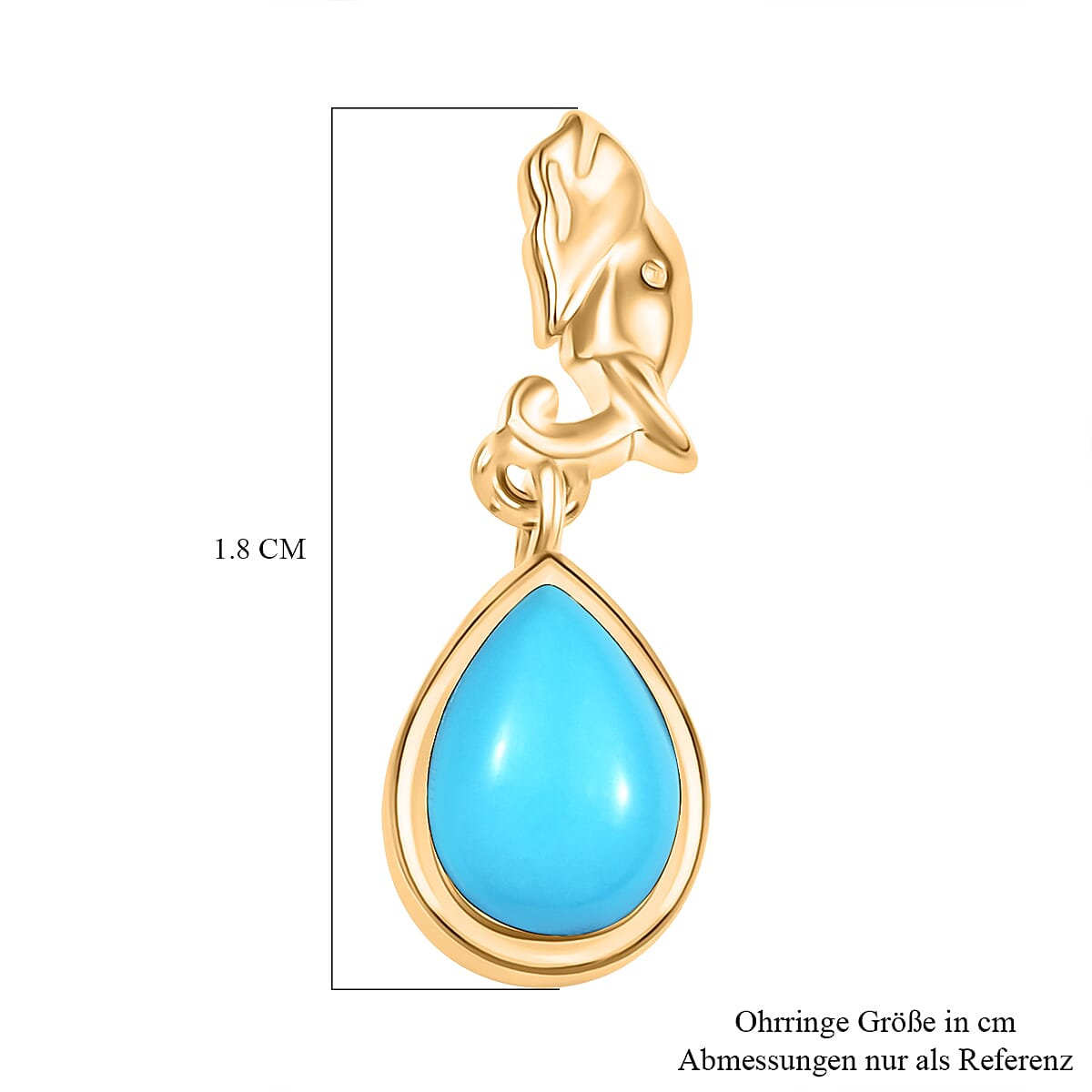 Premium Sleeping Beauty Turquoise 1.25 ctw Earrings in 18K Vermeil Yellow Gold Over Sterling Silver image number 5